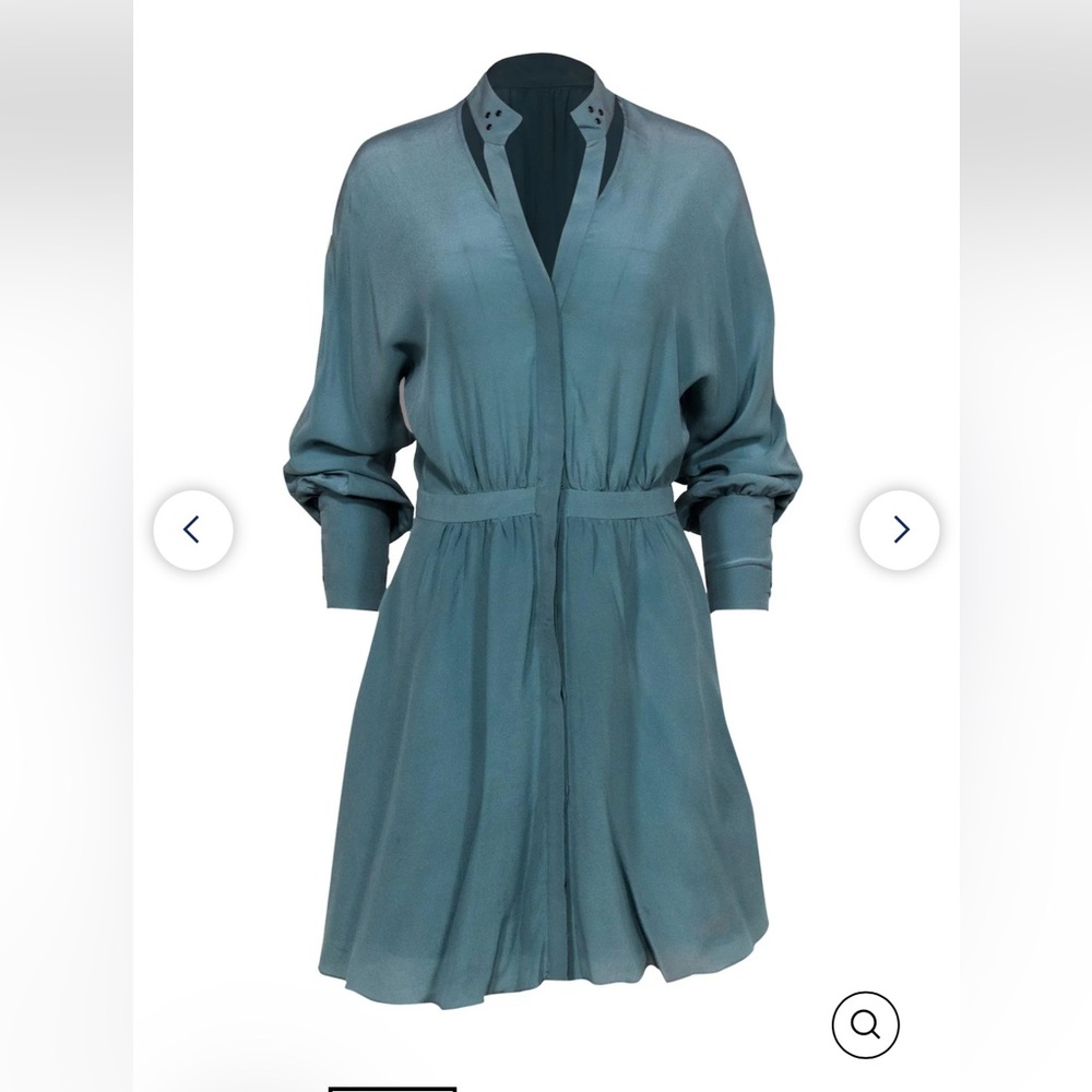 Women's Teal Shirt Dress with Waist Tie